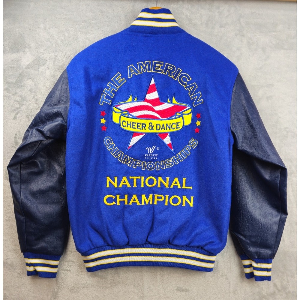 American Cheer And Dance National Championship Womens Varsity Jacket Blue Small
